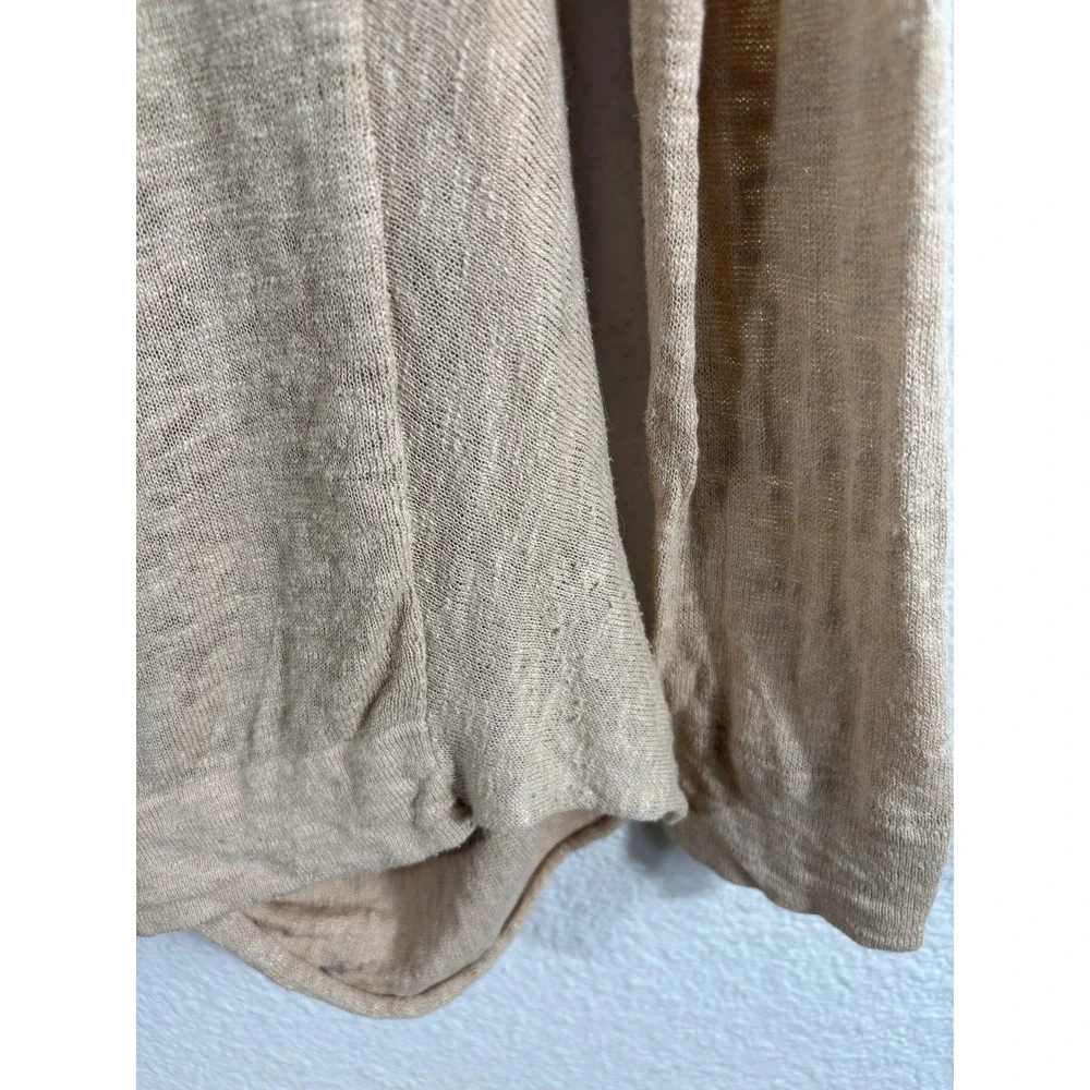 Brochu Walker Sweater Womens Small‎ Beige Linen Cotton Wrap V Neck Twist Front